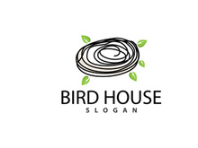Bird Nest Logo, Bird House Shelter Vector