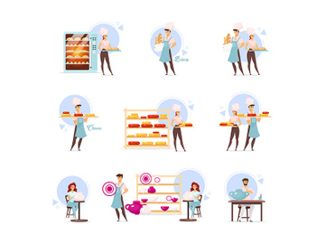 Cheesemaking, bakery and pottery flat vector illustrations set preview picture