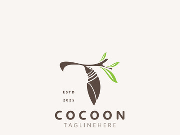 Cocoon logo Butterfly silkworm symbol. Illustration caterpillar animal template design preview picture