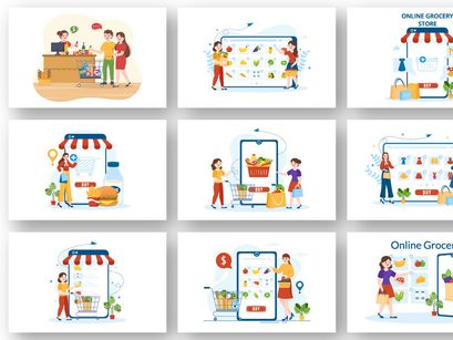 46 Grocery Store or Supermarket Illustration