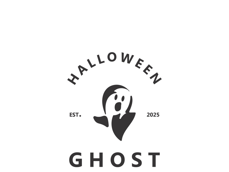 Halloween spooky ghost character in flat style isolated template design