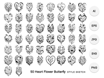 Heart Flower Butterfly Element preview picture