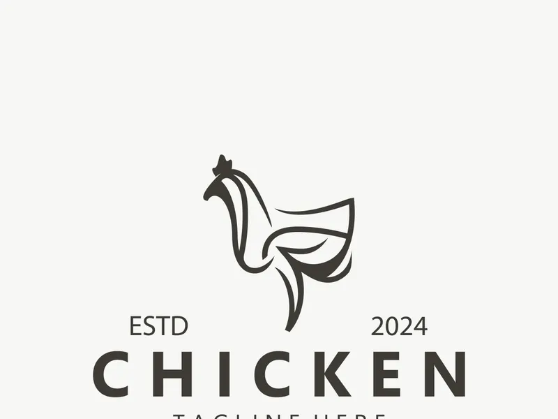Chicken Farm logo design, animal icon for groceries, butcher shop, farmer market livestock template