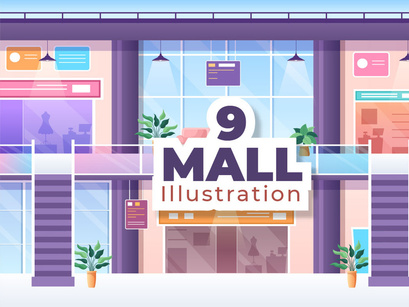9 Shopping Mall Modern Illustration