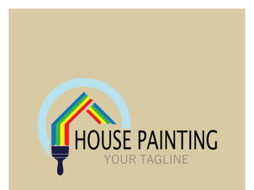 logo icon illustration house paint with a blend of brushes and rollers for house wall paint design, minimalist house, painting, interior, building, property business, wallpaper, vector concept preview picture