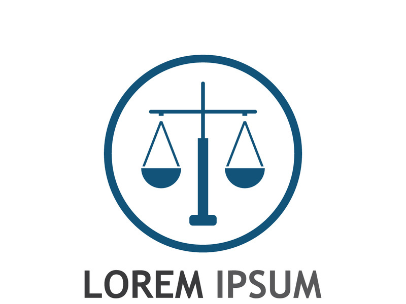 Law firm logo with scales.