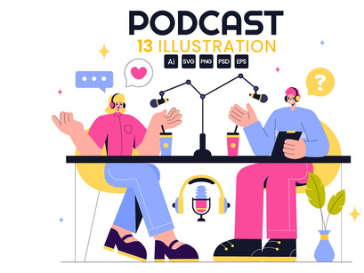 13 Podcast Studio Illustration