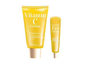 Vitamin C cream realistic product vector design preview picture