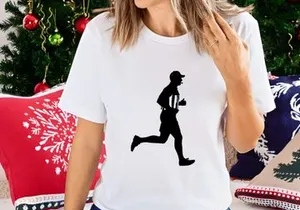 Silhouette of a man running in a dynamic pose with a cap and sportswear