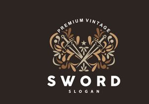 Sword Logo, Fighter War Weapon Vector