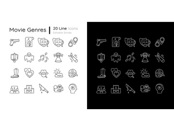 Film genres linear icons set for dark and light mode preview picture