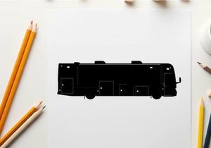 Silhouette of a large recreational vehicle or motorhome