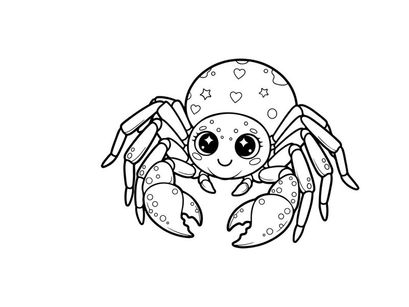 Cute cartoon crab with hearts vector illustration flat design