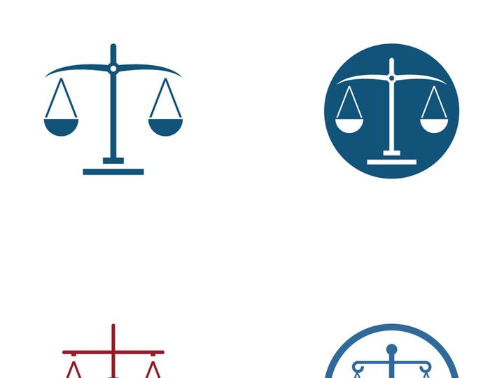 Law firm logo with scales.