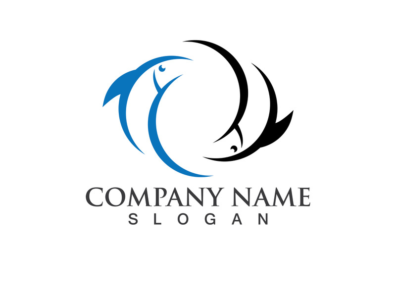 Fish jump logo animal vector