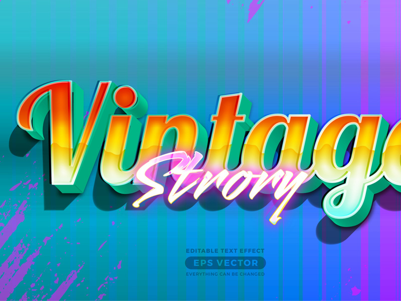 Vintage story editable text effect style with vibrant theme realistic neon light concept for trendy flyer, poster and banner template promotion