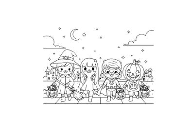 Halloween kids trick or treat happy vector illustration preview picture