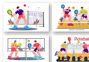 9 Pickleball Game Sport Illustration
