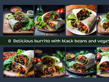 Delicious burrito with black beans and vegetables preview picture