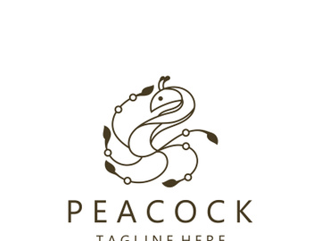 Peacock logo line art elegant concept icon design template flat vector illustration preview picture