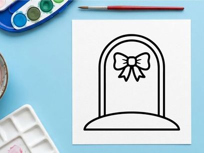 Ícone de lápide com um laço decorativo. Símbolo de túmulo de cemitério para design de Halloween.
