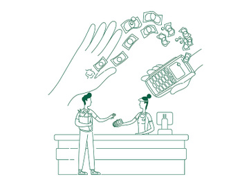 Microchip, NFC payment device thin line concept vector illustration preview picture
