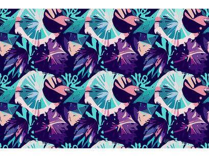 Abstract Trendy Exotic Jungle Plants Pattern