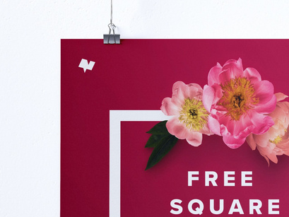 Free 1:1 square hanging poster mockup