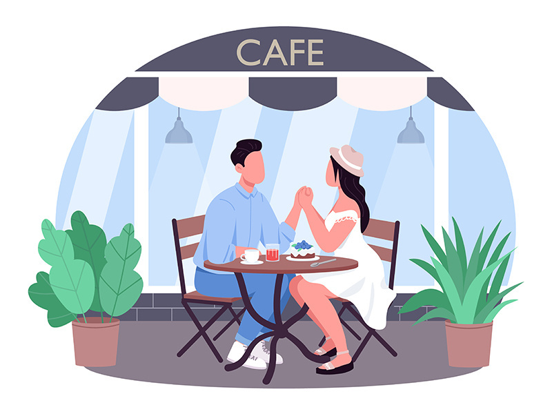 Romantic dinner 2D vector web banner, poster
