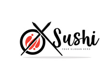 Sushi Logo, Japanese Food Sushi Seafood Vector