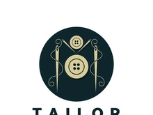 Tailor logo icon illustration template combination of buttons for clothes, thread and sewing machine, for clothing product design