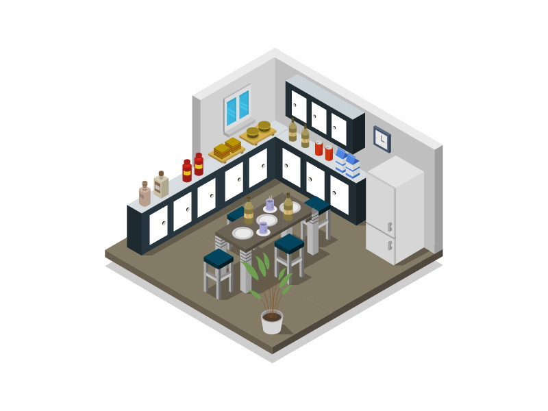Isometric kitchen room
