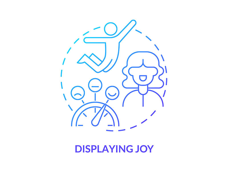 Displaying joy blue gradient concept icon