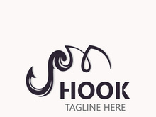 Hook Fishing logo simple and modern vintage rustic vector design style template illustration