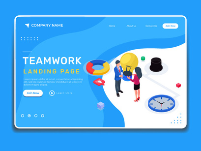 Business teamwork strategy landing page
