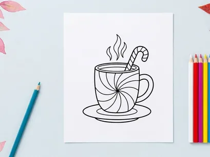 Steaming hot coffee cup with snowflake design for cozy winter Christmas morning celebration