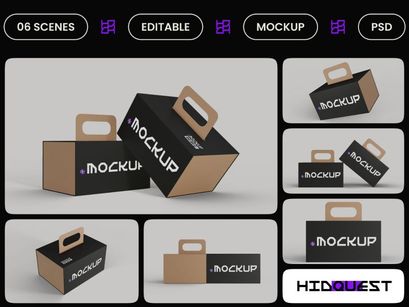 Wide Low Carry Handle Box Mockup