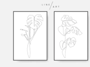 Monstera leaf line art