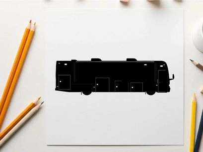 Silhouette of a large recreational vehicle or motorhome
