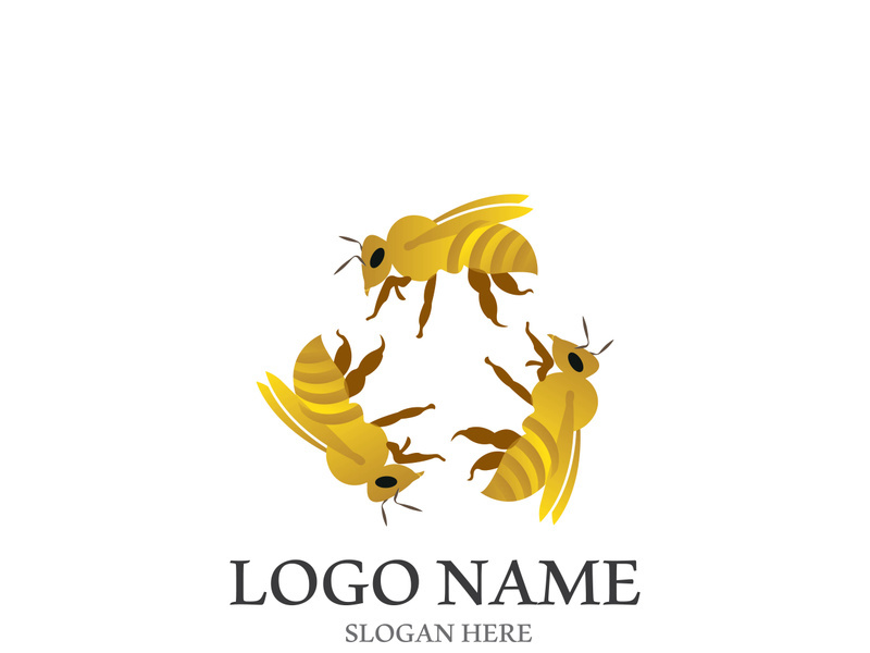 Bee logo vector icon illustration design