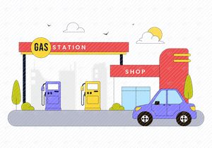 10 Gas Station Vector Illustration