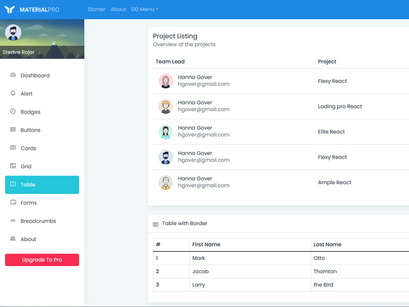 MaterialPro Free React Admin Dashboard Template