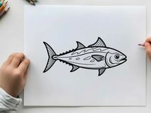 Tuna fish swimming underwater vector illustration flat design