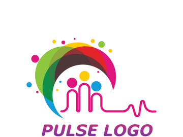 Colorful Pulse logo design concept vector. People Beat logo Template preview picture