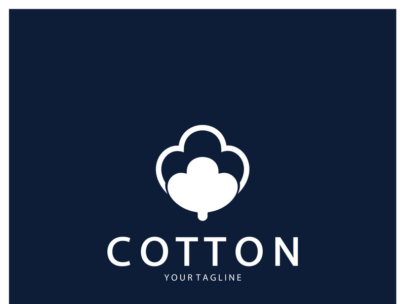 Soft natural organic cotton flower plant logo for cotton plantations, industries,business,textile,clothing and beauty,vector