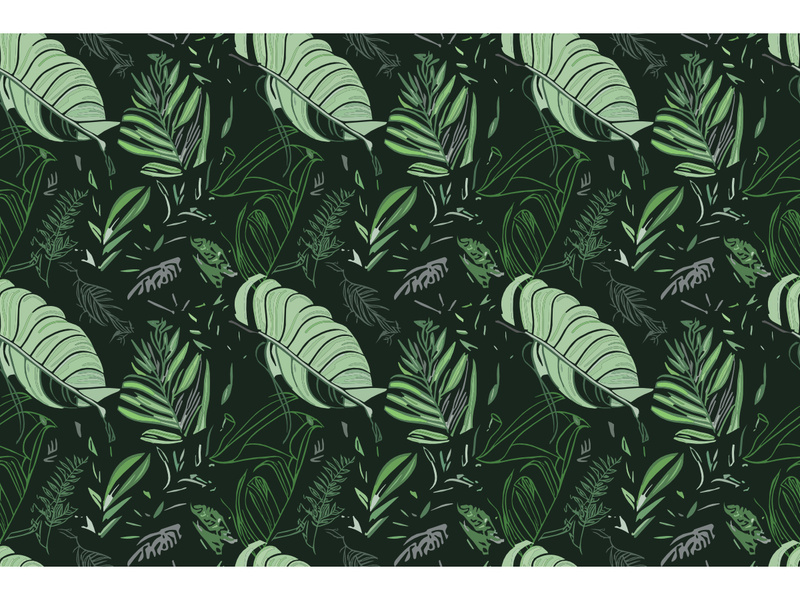 illustration features exotic jungle plants