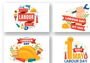16 Happy Labor Day Vector Illustration