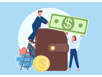 People filling wallet with money flat concept vector illustration preview picture