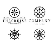 The cruise logo,ship steering logo, boat, yacht, rope, maritime, anchor. Logo for business, sailor, sailing, tourism