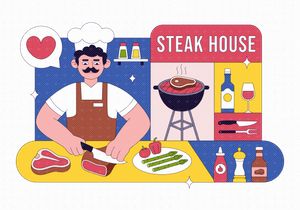 10 Steakhouse Restaurant Illustration